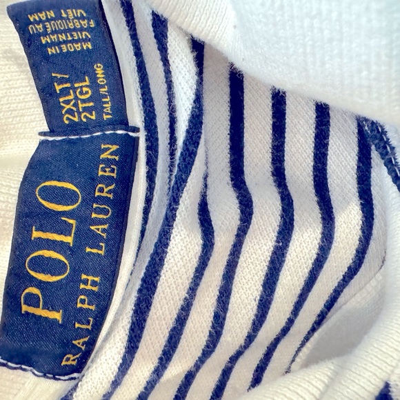 Men’s 2XLT blue and white striped Ralph Lauren polo; good/used condition - Picture 3 of 3